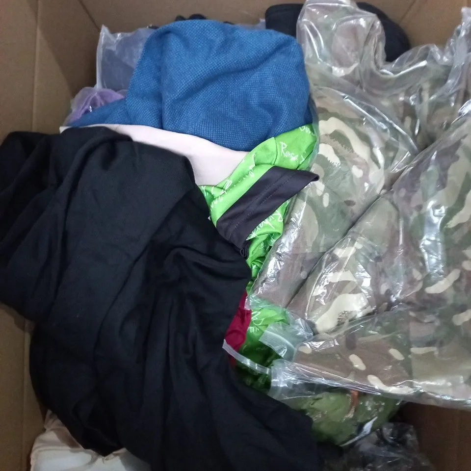 APPROXIMATELY 25 ASSORTED CLOTHING PRODUCTS IN VARIOUS STYLES & SIZES 