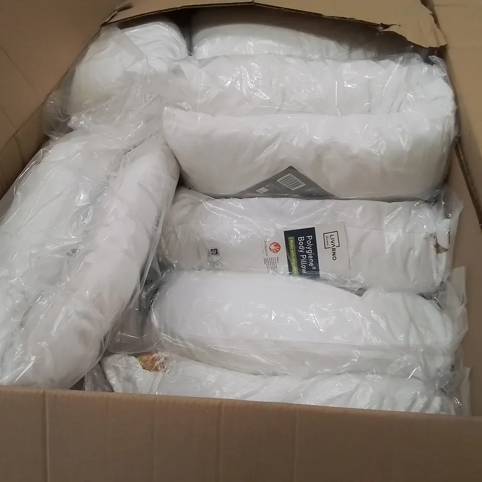 TWO LARGE BOXES OF ASSORTED BAGGED AND LOOSE PILLOWS 