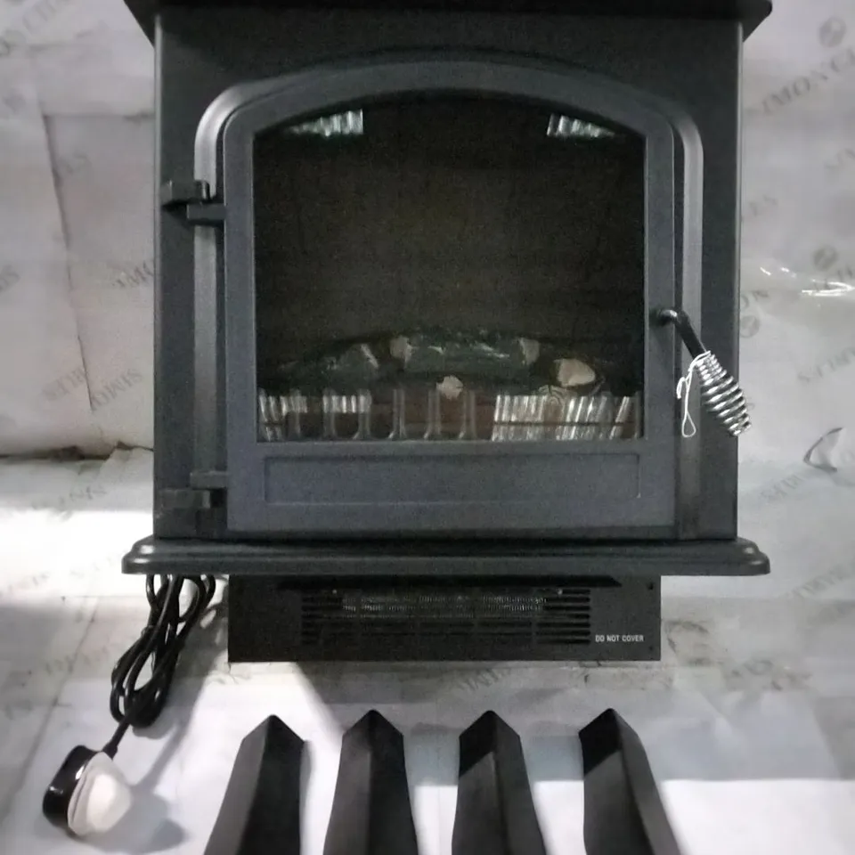 BOXED COLMAN ELECTRIC STOVE 1.8KW MATT BLACK LOG BED 