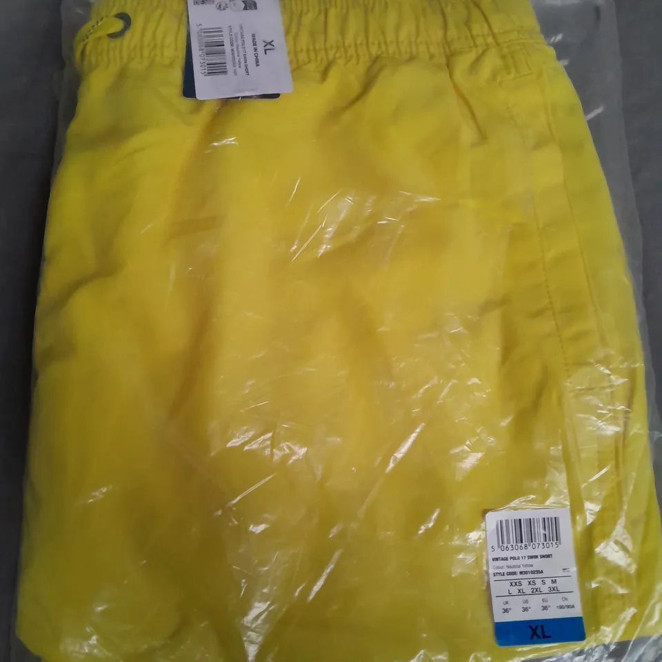 SUPERDRY VINTAGE POLO 17 SWIM SHORTS, YELLOW - SIZE XL