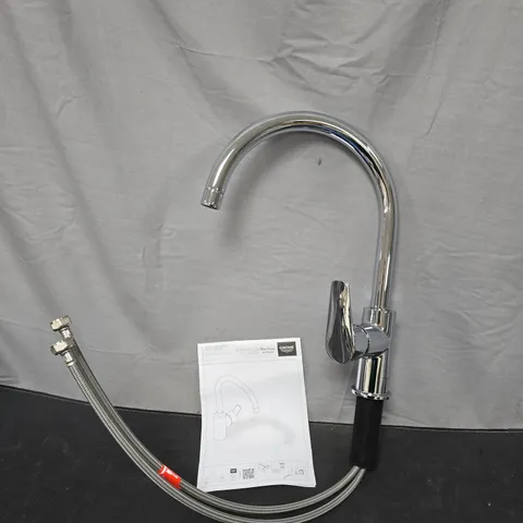 GROHE KITCHEN SINK MIXER TAP – CHROME FINISH WITH BRAIDED HOSES
