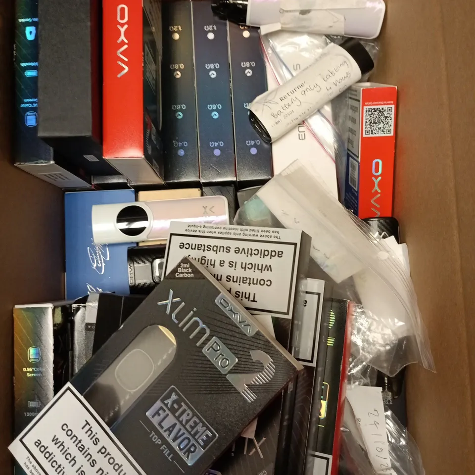 APPROXIMATELY 15 ASSORTED E-CIGARETTE PRODUCTS TO INCLUDE - XLIM PRO 2, OXVA ETC