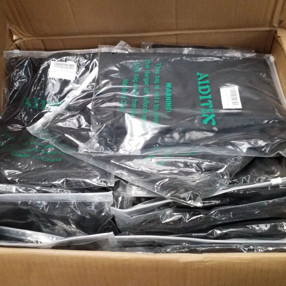 BOX CONTAINING APPROXIMATELY 67 AIDITEX DRAW STRING SACK BAGS 
