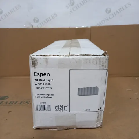 ESPEN 2LT WALL LIGHT WHITE FINISH RIPPLE PLASTER