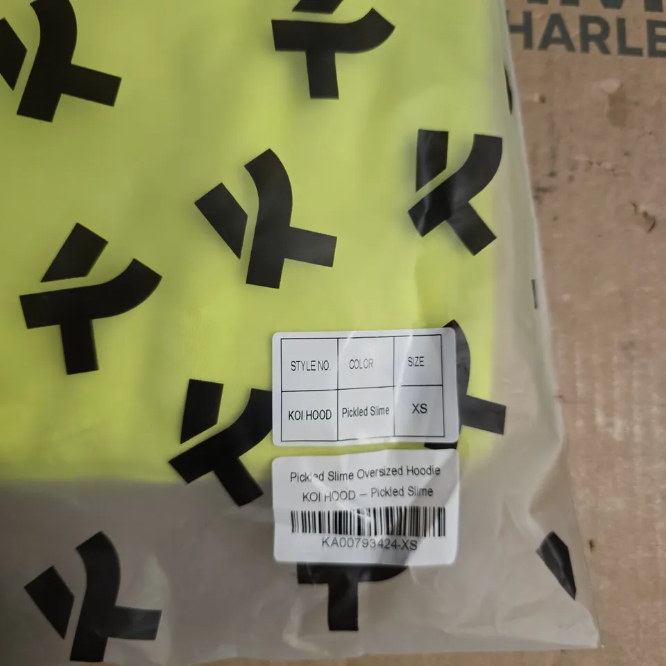 BOX OF APPROXIMATELY 10 KOI PICKLED SLIME OVERSIZED HOODIES - SIZE XS
