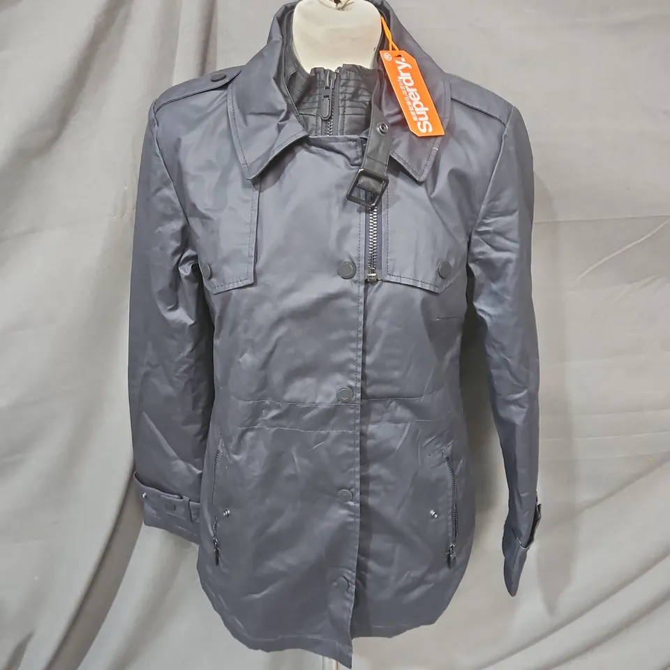 SUPERDRY MOODY TRENCH COAT – NAVY – UK 12
