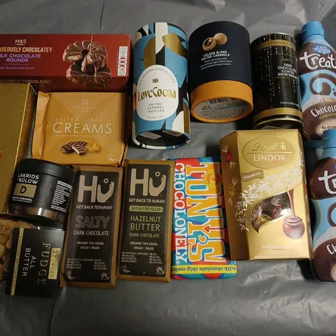 LOT OF 14 ASSORTED FOOD ITEMS TO INCLUDE TONYS CHOCOLATE, GOLDEN BLOND CARAMELS AND CARAMEL TRUFFLES