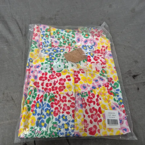 BAGGED BODEN GIRLS' DRESS WITH MULTICOLOURED SPOTTED PRINT, SIZE 7-8 YEARS 