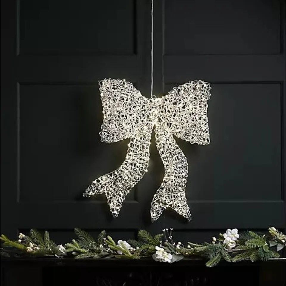 FESTIVE INDOOR)OUTDOOR 40CM PRE LIT MICRODOT DOOR BOW