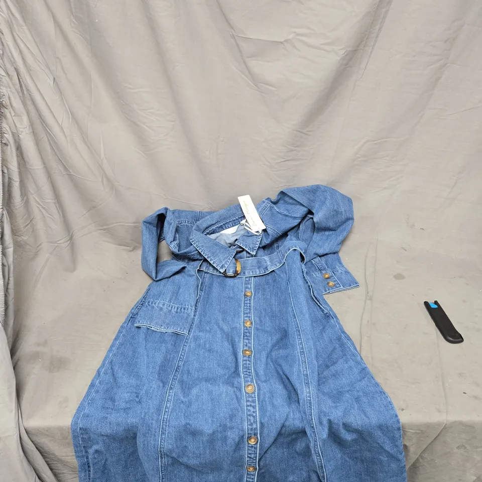 DANNII MINOGUE PETITES DENIM SHIRT TOP – BLUE UK 10P