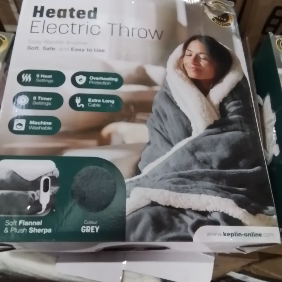 BOXED KEPLIN HEATED ELECTRIC THROW GREY