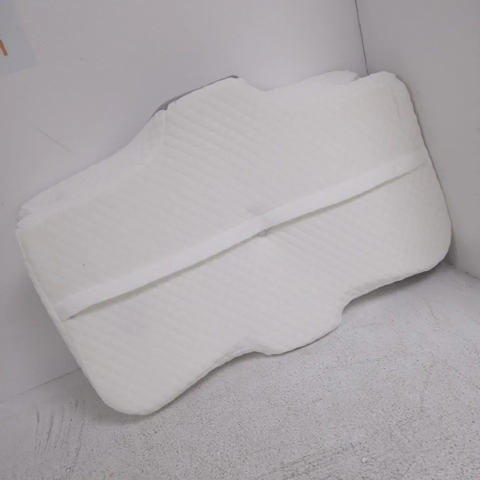 MEMORY-FOAM CUSHION WITH WHITE QUILTED SIDES AND GREY PANEL