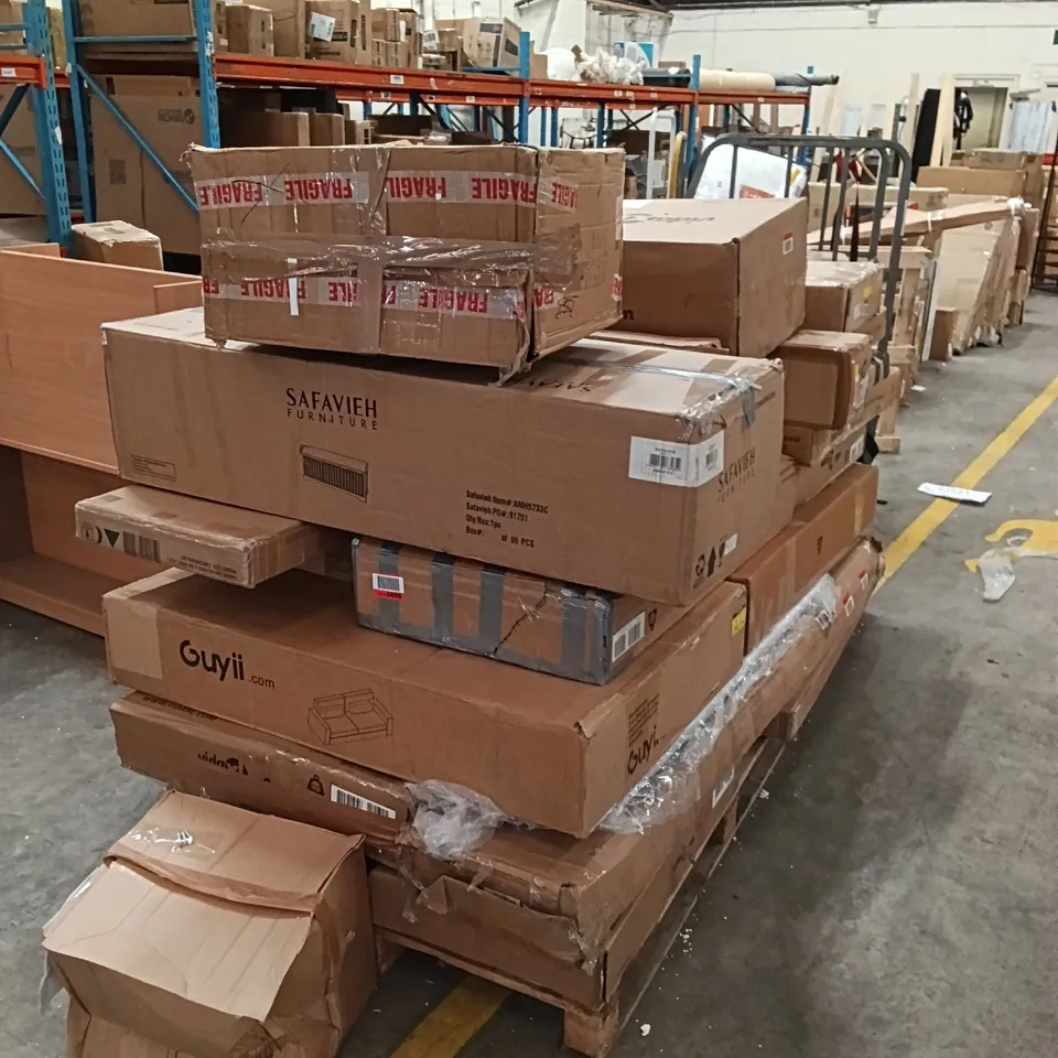 PALLET OF ASSORTED, INCOMPLETE FURNITURE PARTS AND PIECES 