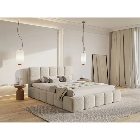 BOXED MIRAM EUROPEAN KINGSIZE (160 x 200cm) UPHOLSTERED PLATFORM BED (4 BOXES)