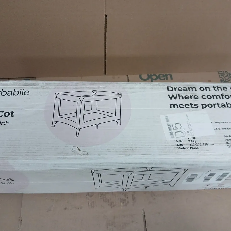 MY BABIIE BLUSH QUILTED TRAVEL COT RRP £37.99