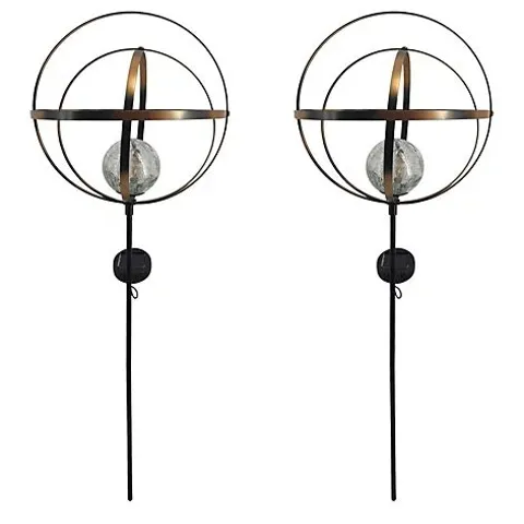 BOXED GARDEN STORIES SET OF 2 SPHERE STAKE LIGHTS