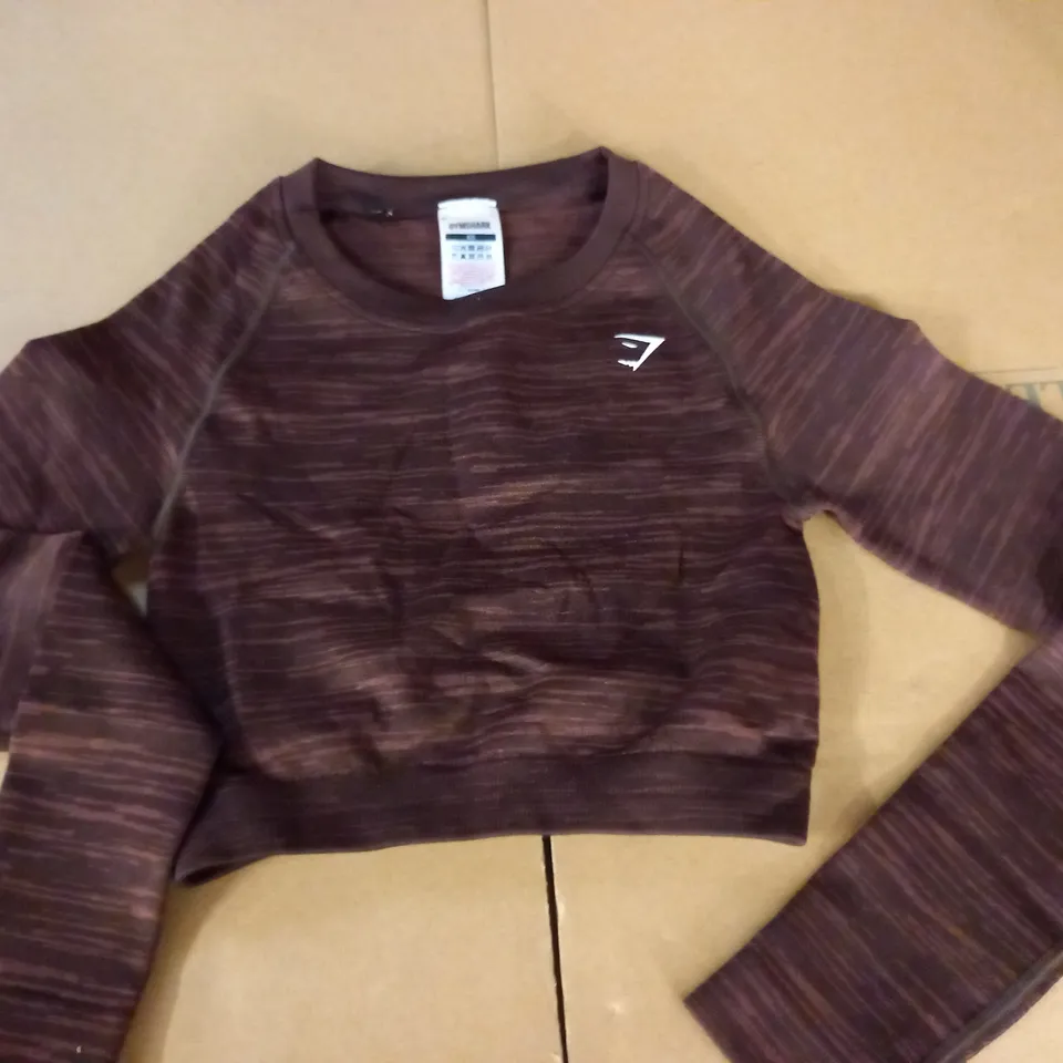 GYMSHARK BROWN LONG SLEEVE TOP - XS
