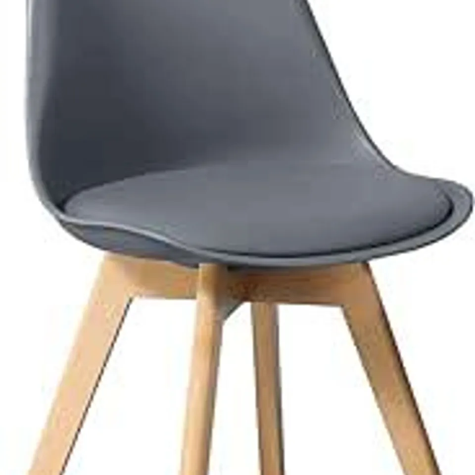 BOXED SET OF FOUR GREY RETRO DINING CHAIRS (1 BOX)