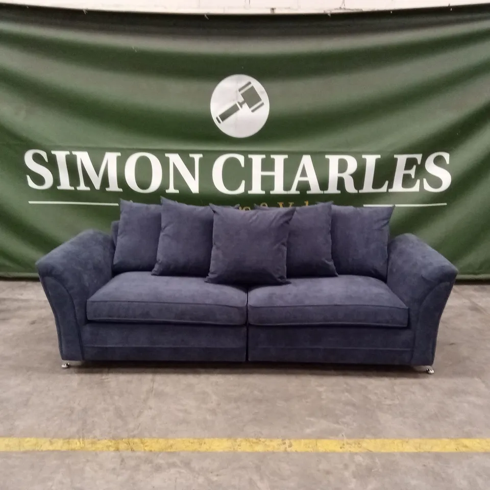 DURY FABRIC 4 SEATER SCATTER BACK SOFA - BLUE RRP £579