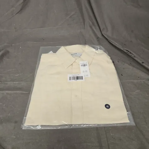 HOLLISTER LINEN SHIRT IN PASTEL YELLOW SIZE XS