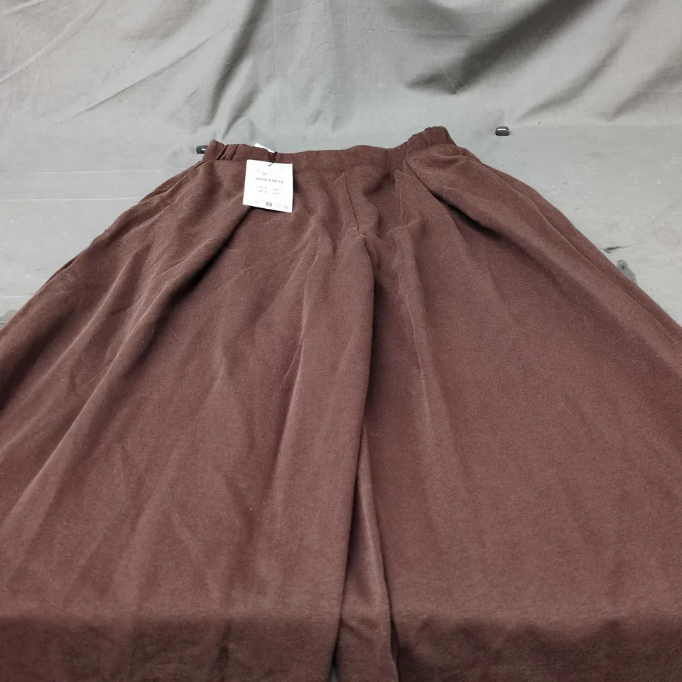 ZARA WOMEN'S BROWN WIDE-LEG TROUSERS – ELASTIC WAIST – SIZE S 