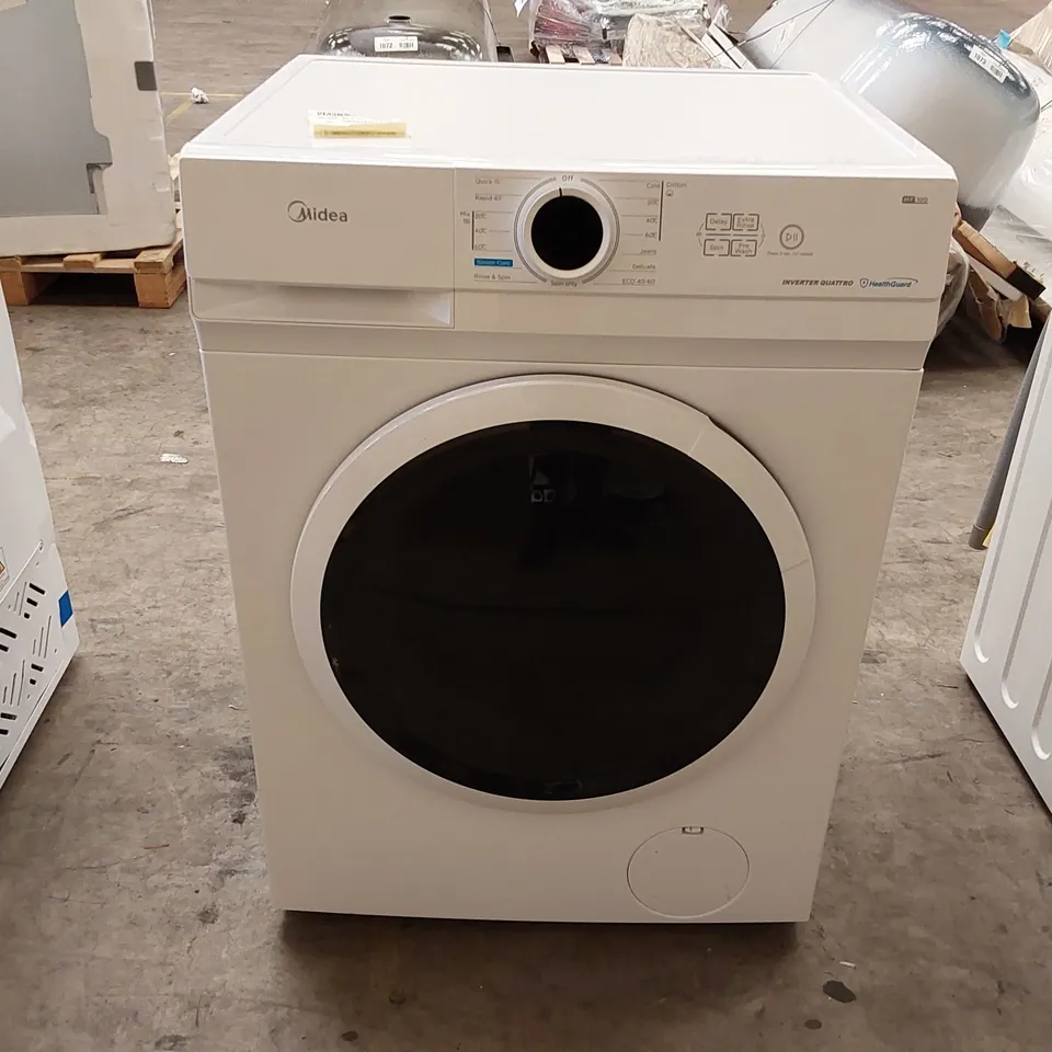 MIDEA MF10EW90BA ENERGY-SAVING FREESTANDING WASHING MACHINE, BLDC MOTOR, BRIGHT LED DISPLAY, STEAM CARE, QUICK WASH, VARIOUS TEMP OPTIONS, PREWASH, 1400 RPM, 9 KG LOAD, WHITE [ENERGY CLASS A]
