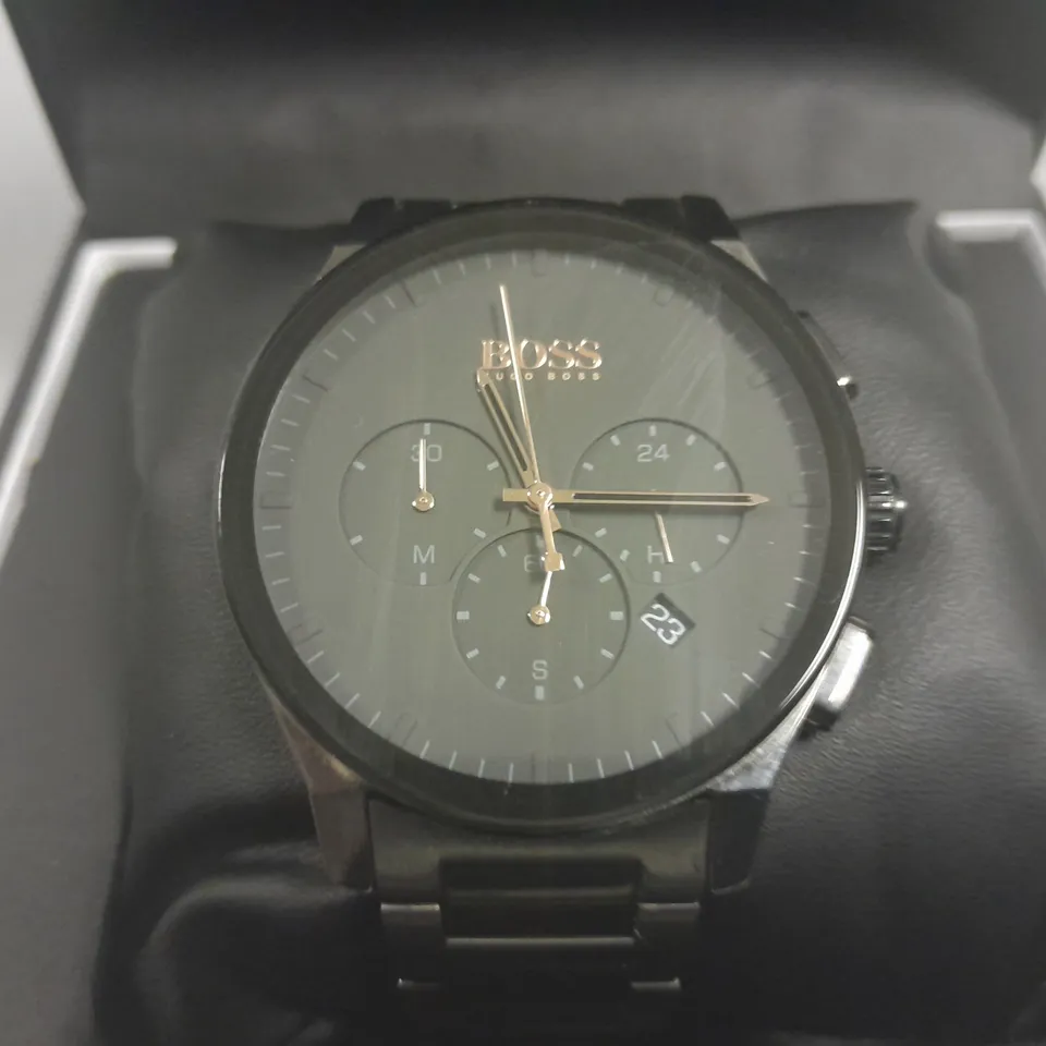 HUGO BOSS STAINLESS STEEL GREY FACED WATCH