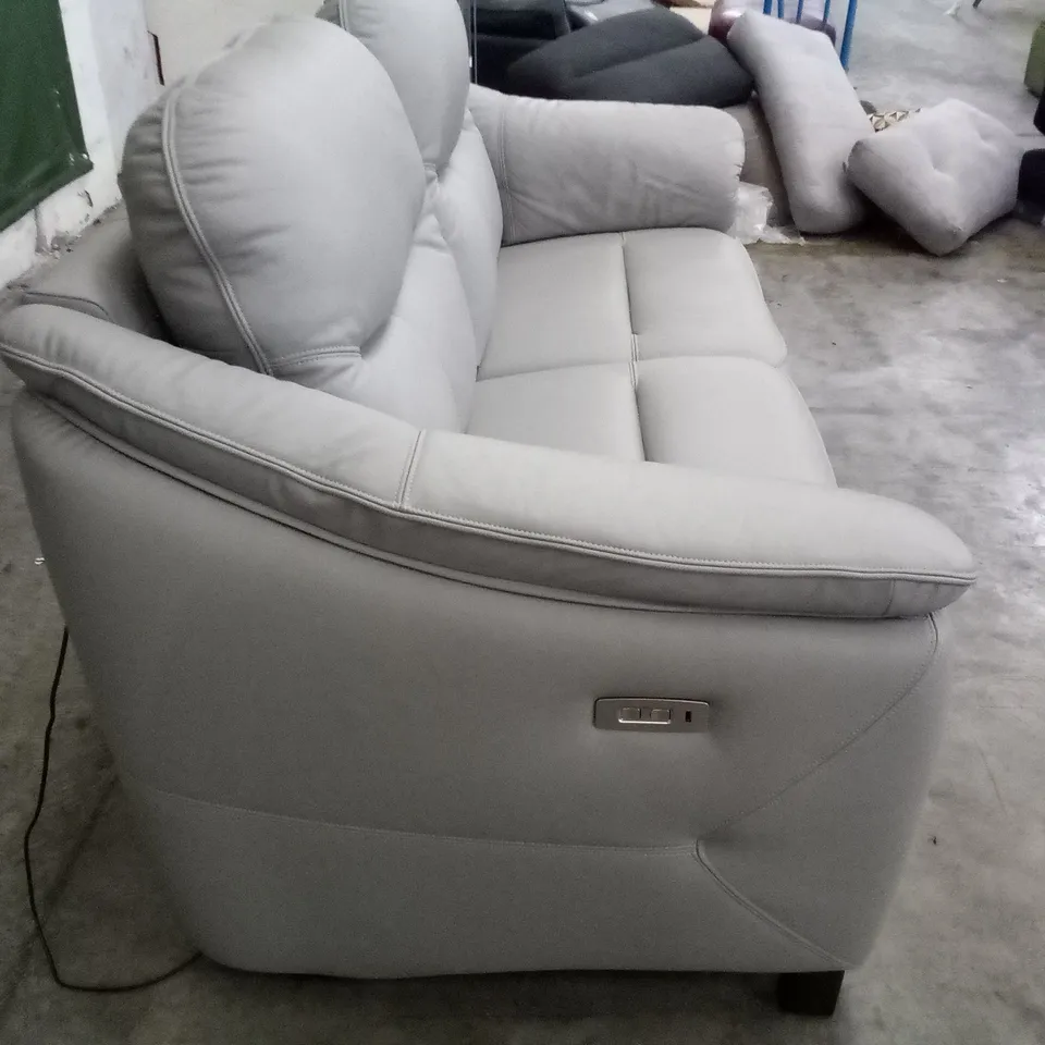 DESIGNER G PLAN JACKSON 3 SEATER ELECTRIC RECLINER DBL SOFA - CAMBRIDGE GREY LEATHER 