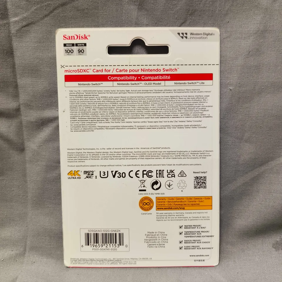 SANDISK 512GB MICROSDXC CARD FOR NINTENDO SWITCH – POKEMON EDITION (OFFICIAL PACKAGING)