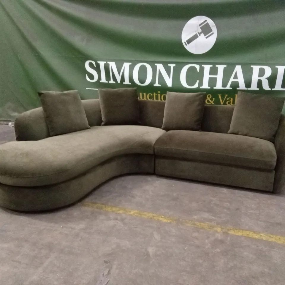 DANETTI OTTILIE OLIVE GREEN CHENILLE LEFT HAND CORNER CHAISE SOFA RRP £1999