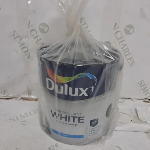 DULUX PURE BRILLIANT WHITE MATT EMULSION PAINT, 2.5L - COLLECTION ONLY