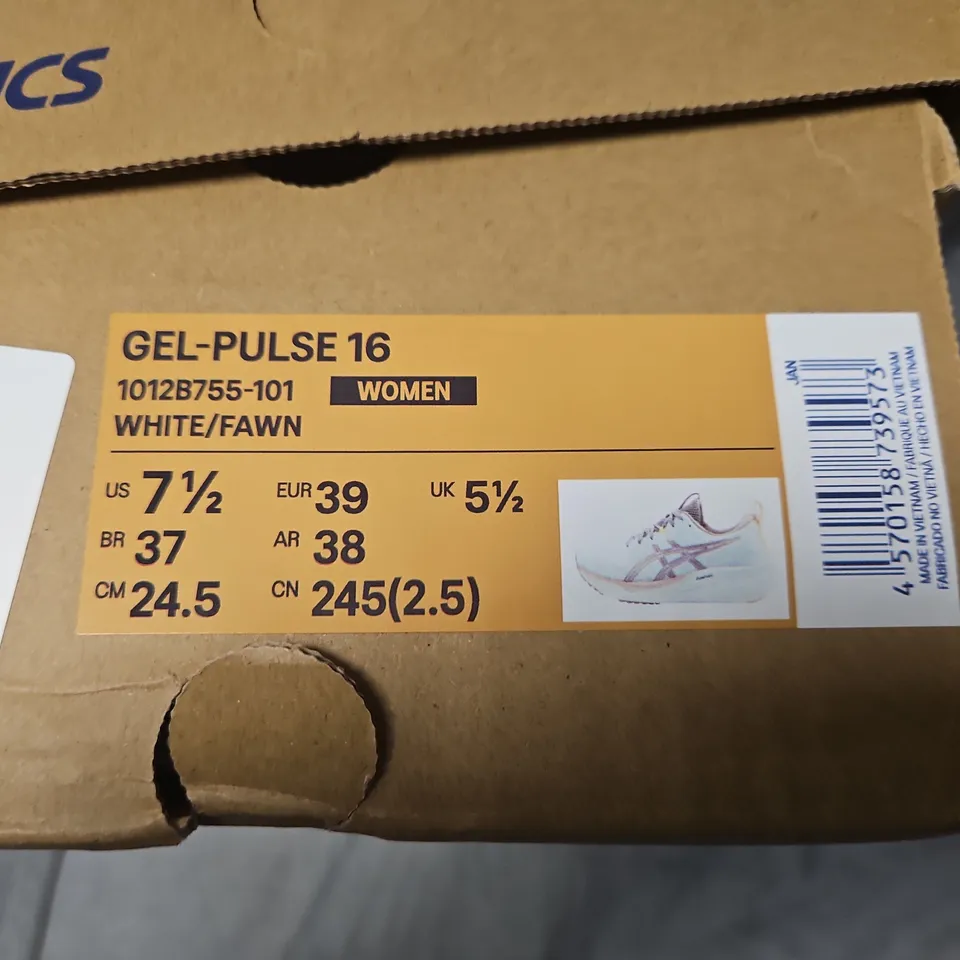 ASICS GEL-PULSE 16 WOMEN’S RUNNING SHOES – WHITE/FAWN, UK 5.5 (US 7.5) – BOXED