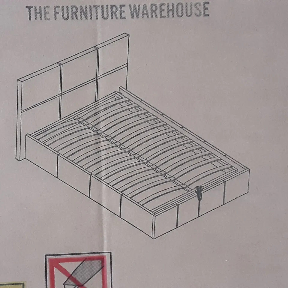 BOXED END LIFT DOUBLE OTTOMAN BED IN MATT WHITE , 2 BOXES 