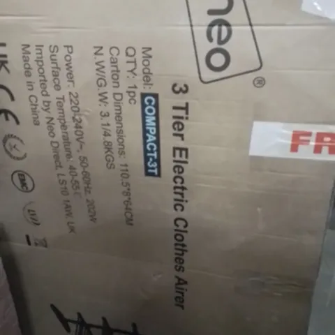 BOXED NEO COMPACT 3 TIER ELECTRIC CLOTHES AIRER