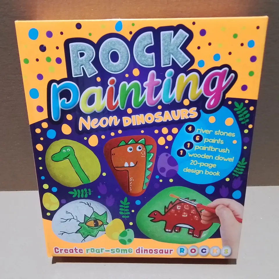 LOT OF 8 BRAND NEW ROCK PAINTING NEON DINOSAUR CRAFT SETS