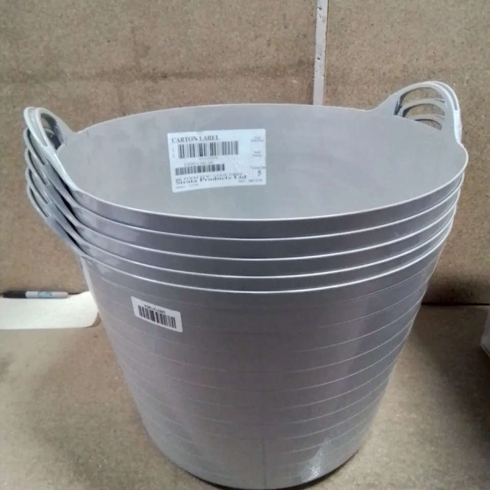 SET OF 5 LARGE HEAVY DUTY RHINO TUBS/BUCKETS