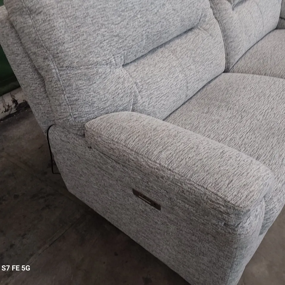 QUALITY BRITISH DESIGNER G PLAN SEATTLE POWER RECLINING THREE SEATER SOFA MIRAGE ASH FABRIC 