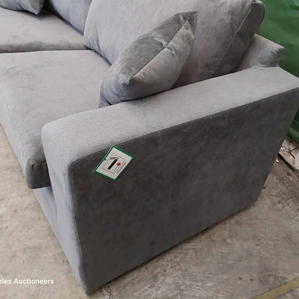 DESIGNER THREE SEATER SOFA GREY FABRIC 