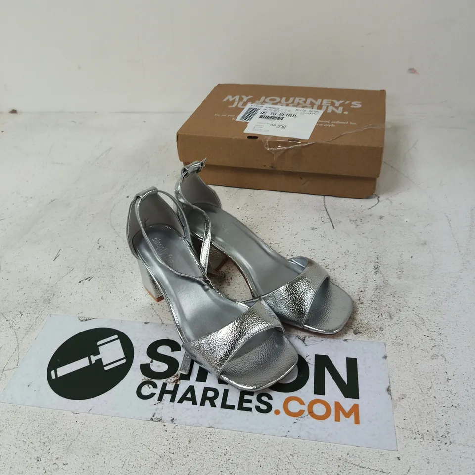 SIMPLY BE SILVER METALLIC ANKLE-STRAP SANDALS - UK6 EX WIDE