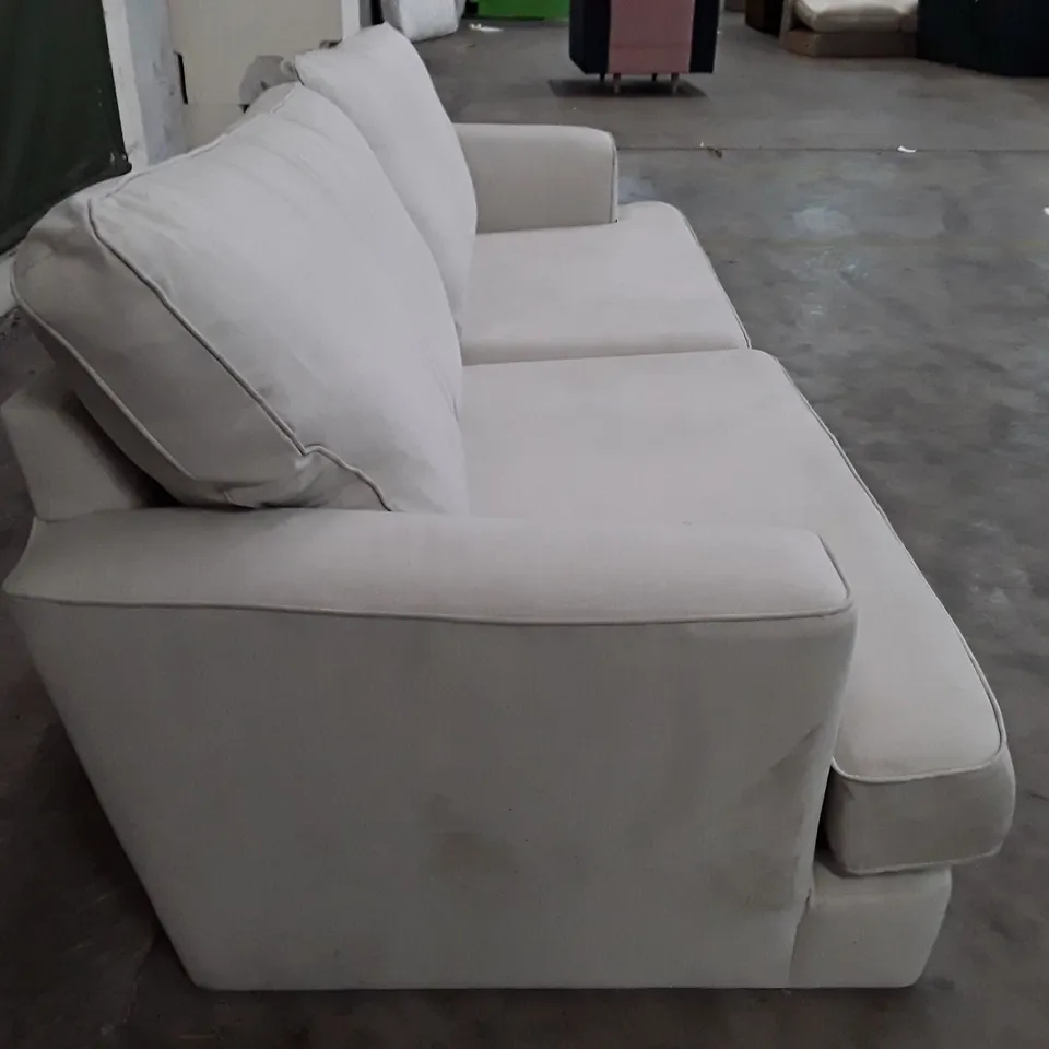 QUALITY DESIGNER 3 SEATER SOFA - LIGHT GREY FABRIC 