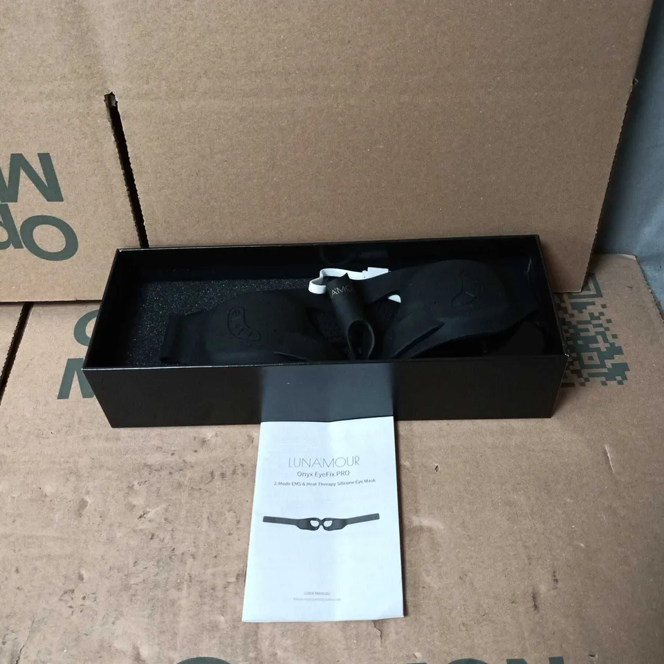 LUNA'MOUR ONYX EYEFIX PRO 2 MODE EMS AND HEAT THERAPY SILICONE EYE MASK BOXED WITH INSTRUCTIONS 