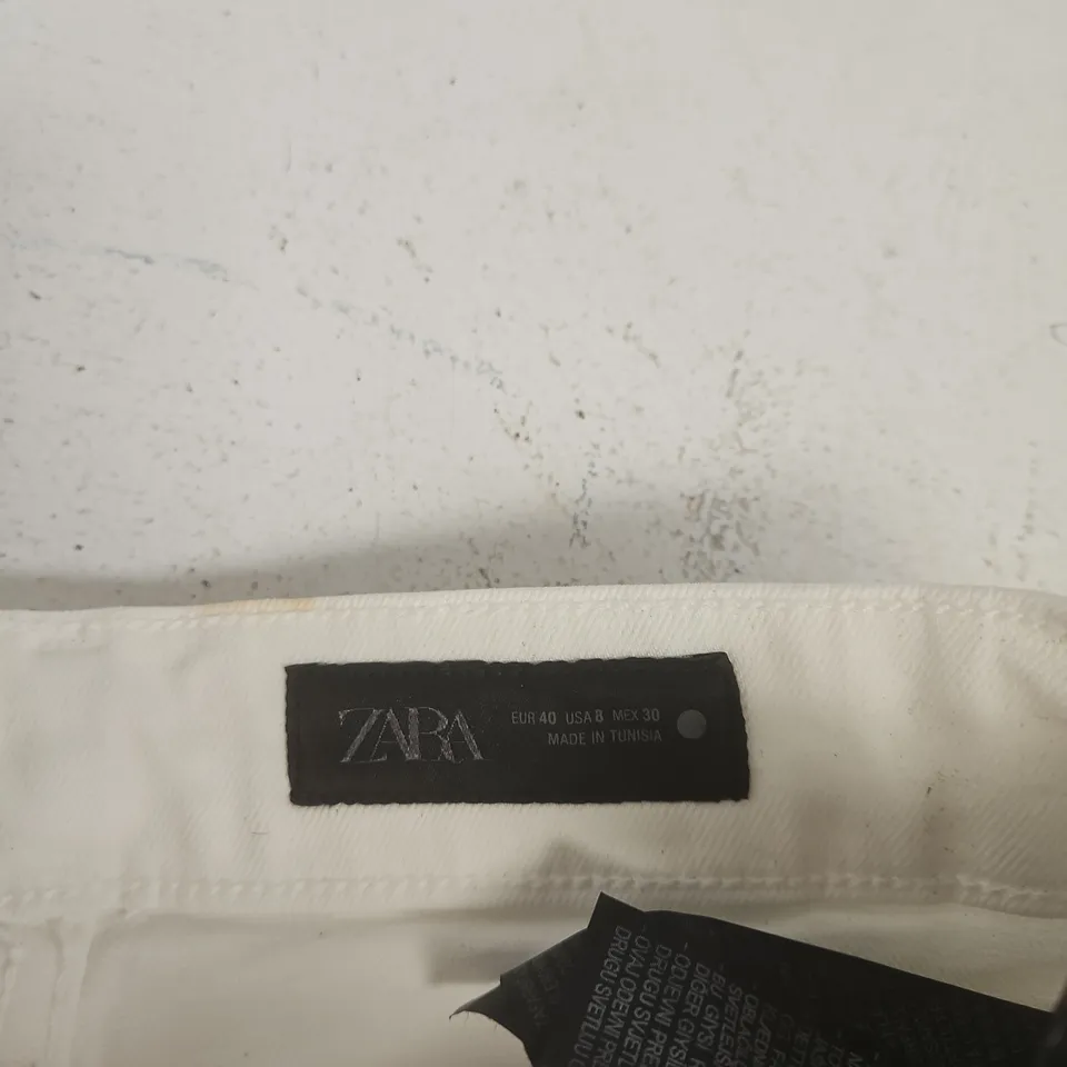 ZARA THE ZW COMFORT WIDE LEG TROUSERS, WHITE, HIGH RISE, FULL LENGTH – UK 8 (EU 40)