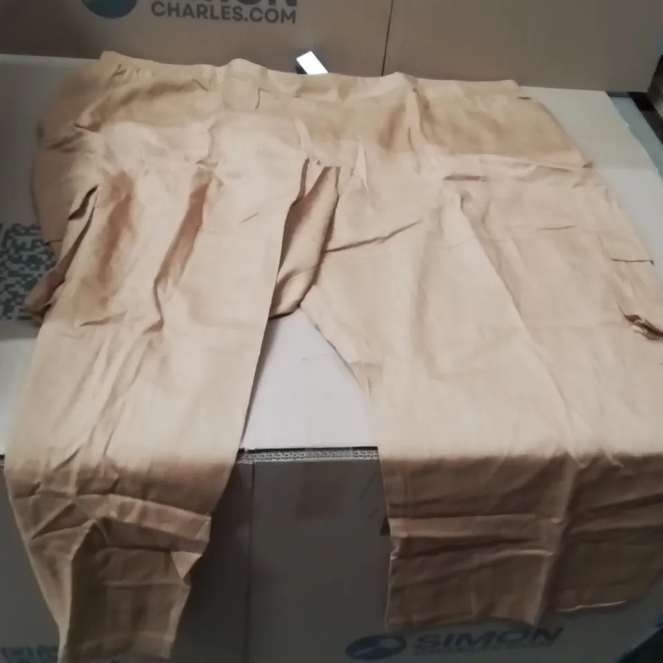 BOXED BRAND NEW APPROXIMATELY 15 JD WILLIAMS LINEN CARGO PANTS TOBACCO SIZE 32