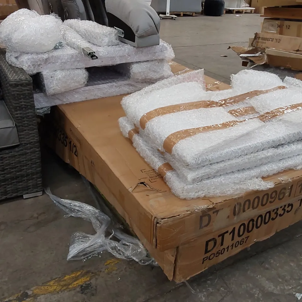 PALLET OF ASSORTED FURNITURE PARTS INCLUDING MOSTLY TABLE PARTS