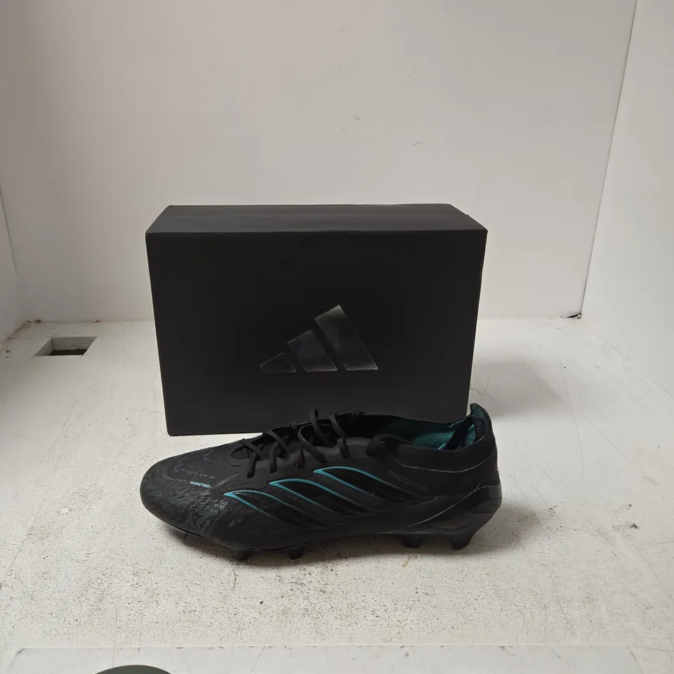 ADIDAS PREDATOR FOOTBALL BOOTS – BLACK WITH BLUE ACCENTS - UK 10 