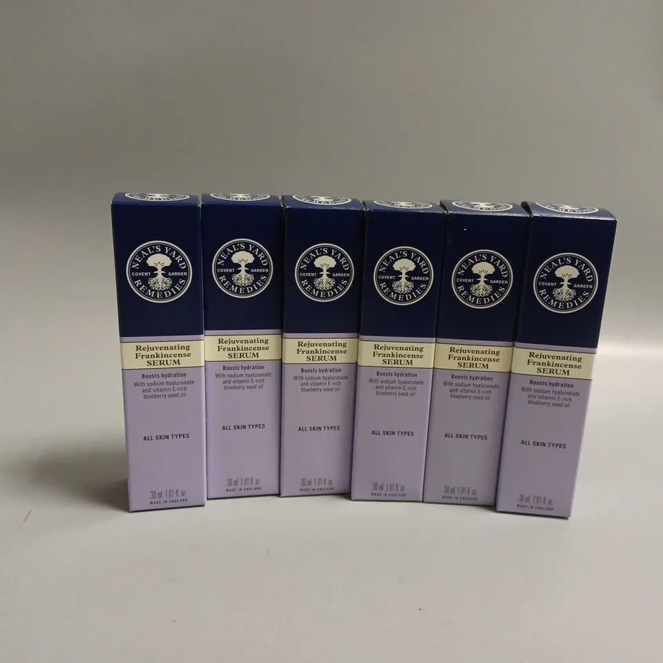 6 BOXED NEAL'S YARD REMEDIES REJUVENATING FRANKINCENSE SERUM 30ML 
