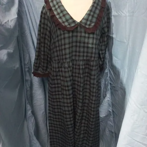 MONSOON WOMEN’S BLUE CHECK DRESS – SIZE M
