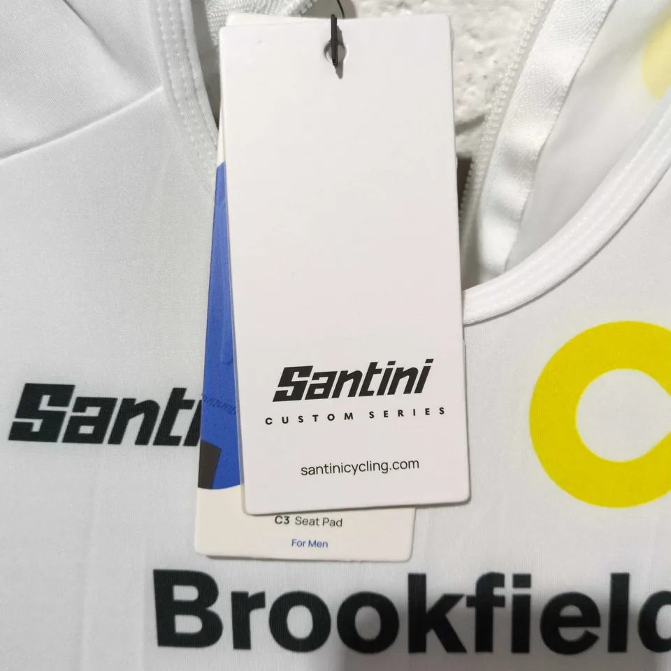 SANTINI MENS C3 SEAT PAD CYCLING SPEED SUIT IN WHITE MULTI SIZE - UK L