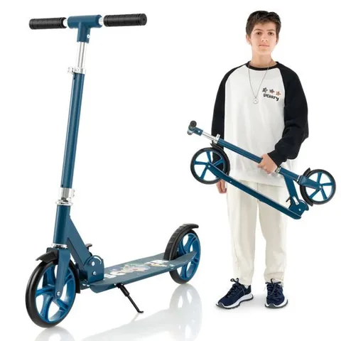 BOXED FOLDING ALUMINUM ALLOY SCOOTER WITH 3 ADJUSTABLE HEIGHTS - BLUE