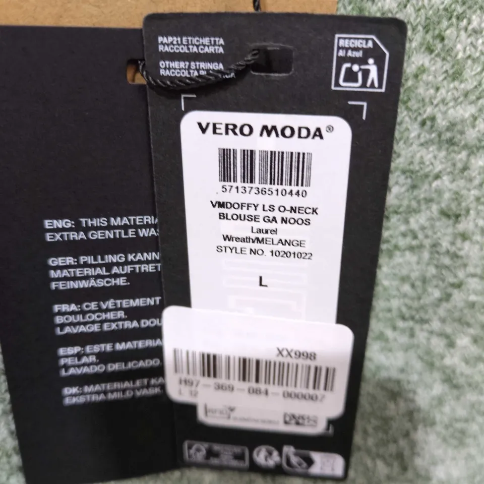 VERO MODA LONG-SLEEVE O-NECK BLOUSE IN LAUREL SIZE UK L